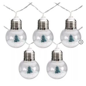 Festive String Lights with Miniature Trees